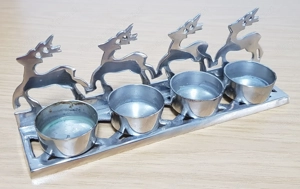 Edler Teelichthalter, Hirschmotiv, Advent, Weihnachten, Bronze   Nickel, Hochglanz veredelt, L 22,5  Bild 2