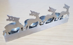 Edler Teelichthalter, Hirschmotiv, Advent, Weihnachten, Bronze   Nickel, Hochglanz veredelt, L 22,5  Bild 3