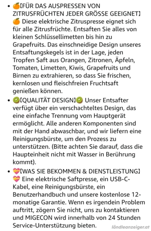 Migecon elektr. Zitruspresse Bild 2