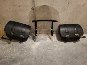 Harley Davidson Seitentaschen mit Schnellverschluss und Windschild Bild 2