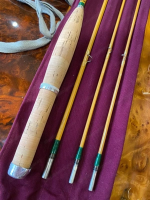 Hardy Marvel 7 1 2ft Palakona Bambus Fliegenrute 3-teilig 2 Spitzen mit Lederrohr Bild 4