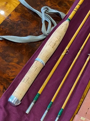 Hardy Marvel 7 1 2ft Palakona Bambus Fliegenrute 3-teilig 2 Spitzen mit Lederrohr Bild 3