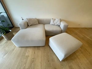 2-Sitzer-Sofa Blok mit beiger Chenille und Chaiselongue links Bild 2