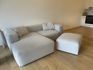 2-Sitzer-Sofa Blok mit beiger Chenille und Chaiselongue links Bild 4