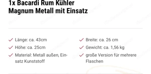Bacardi Rum Kühler Magnum Metall mit Einsatz *NEU* Bild 5