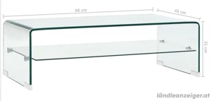 Glastisch mit Ablage