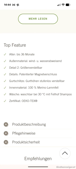 Fellhof Kinderwagen Fußsack  Bild 3