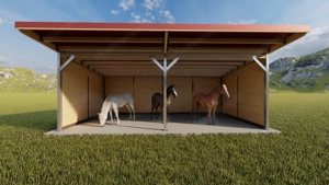 Offenstall kaufen & Weidehütte - Unterstand für Pferde | Heuraufe Modell ACTIVE 