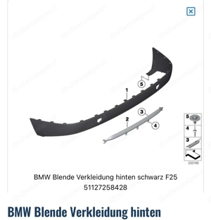 BMW X3 F25 Blende Verkleidung hinten 