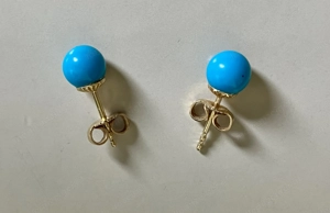 Türkis Ohrstecker 1,8 Gr. 750er Gelbgold  Bild 2