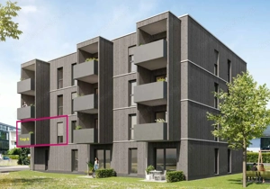 Neubau 2-Zimmer-Apartment im 1. OG mit Sonnen-Balkon in Toplage nähe Messepark in Dornbirn