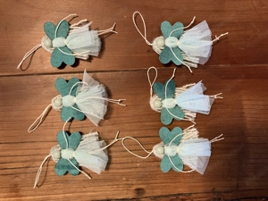 6 Stück Engel   Elfe   Fee in Blau mit Tüll zum hängen, H. 8 cm, Dekohänger Bild 2