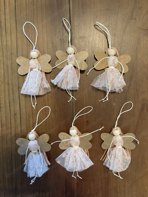 6 Stück Engel   Elfe   Fee in Kupfer mit Tüll zum hängen, H. 8 cm, Dekohänger Bild 2