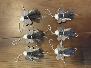 6 Stück Engel   Elfe   Fee in Bronze mit Tüll zum hängen, H. 8 cm, Dekohänger Bild 2