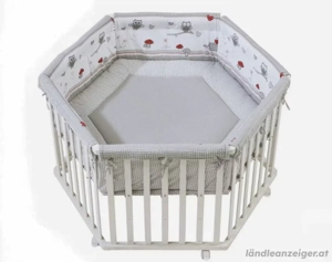 Laufgitter, Gehschule 6-eckig weiß inkl. Einlage 120 x 120cm