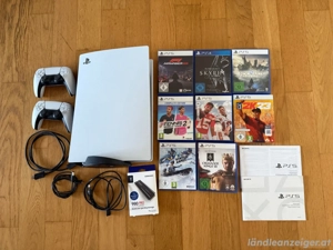 Playstation Sony PS 5 Disc Konsole inkl. 2 TB SSD + 8 Spiele + 2 Sony Controller