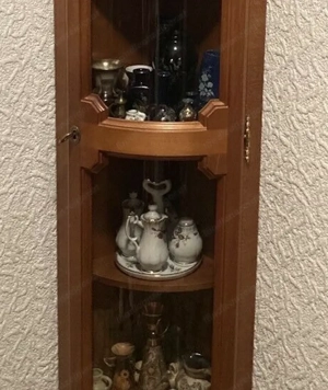 Biedermeier Vitrine Eckschrank Stil Eckvitrine Nussbaum Barock Empire Stilmöbel Louis XV Landhaus Em Bild 3