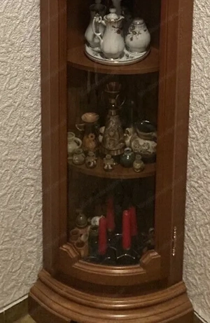 Biedermeier Vitrine Eckschrank Stil Eckvitrine Nussbaum Barock Empire Stilmöbel Louis XV Landhaus Em Bild 4