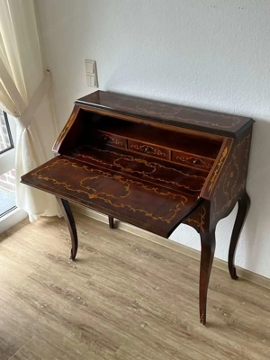 Sekretär Damensekretär mit Intarsien Louis XV Barock Schreibtisch mit Intarsien  Bild 10