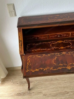 Sekretär Damensekretär mit Intarsien Louis XV Barock Schreibtisch mit Intarsien  Bild 5