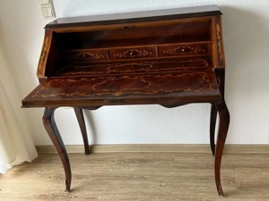 Sekretär Damensekretär mit Intarsien Louis XV Barock Schreibtisch mit Intarsien  Bild 8