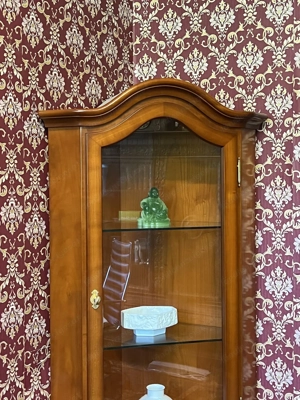 Barock Vitrine Stilmöbel Kirschbaum Biedermeier Sammlervitrine Vintage Louis XV Bild 3