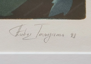 Landschaft mit exotischen Tieren, Farbradierung von Francis Lubas Imanjama, geboren in Sansibar 1959 Bild 4