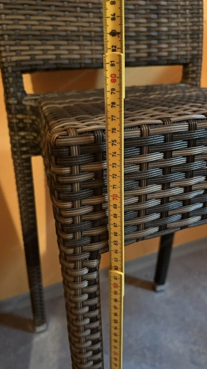 Polyrattan Hochtisch (mit Glasplatte) und zwei Stühlen Bild 3