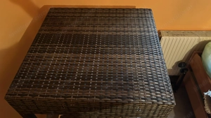 Polyrattan Hochtisch (mit Glasplatte) und zwei Stühlen Bild 4