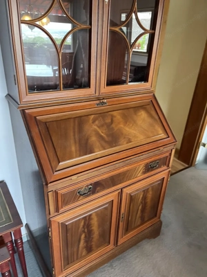 Biedermeier Sekretär mit Vitrine aus Mahagoni englische Stilmöbel ANNO DOM Bild 5