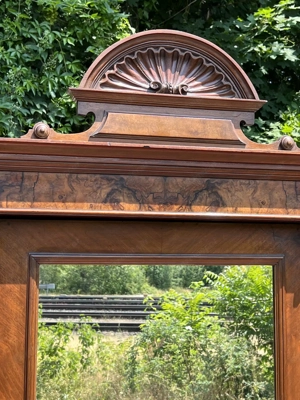 Gründerzeit Schrank Bauernschrank Spiegelschrank Bauernmöbel Barock Nussbaum Dielenschrank Kasten Bild 5