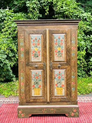 Biedermeier Schrank Bauernschrank bemalt Barock Gründerzeit antik Bauernmöbel Kasten Bild 6