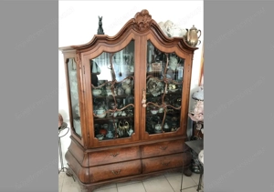 Barock Vitrine Bücherschrank Nussbaum 