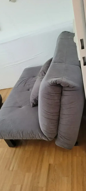 Schlafsofa Velours grau 140x200cm Bild 3