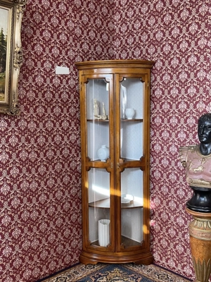 Biedermeier Eckschrank Vitrine Kirschbaum