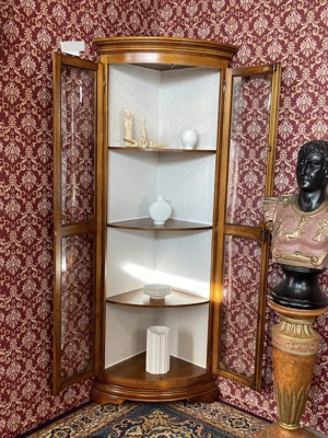 Biedermeier Eckschrank Vitrine Kirschbaum Bild 10