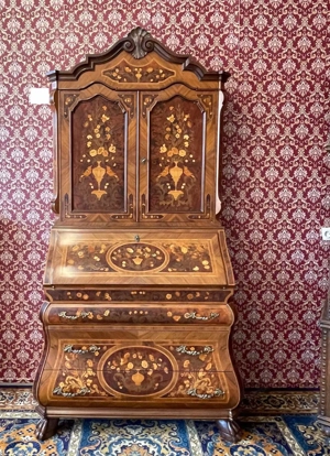 Barock Sekretär Stilmöbel Biedermeier Schrank mit Intarsien  Bild 3