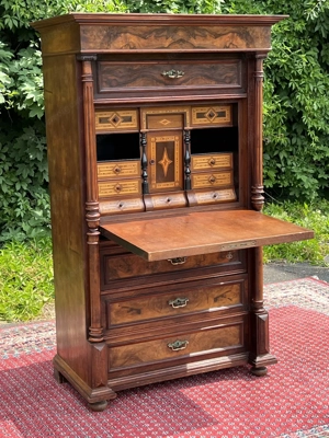 Gründerzeit Sekretär Biedermeier Schreibtisch Barock Nussbaum Schrank  Bild 8