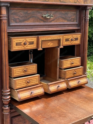 Gründerzeit Sekretär Biedermeier Schreibtisch Barock Nussbaum Schrank  Bild 9