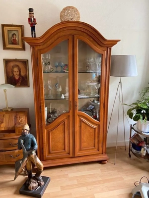 Biedermeier Vitrine Stilmöbel Barock Schrank Kirschbaum 