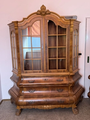  Vitrine Bücherschrank Barock Stilmöbel Nussbaum Buffet 