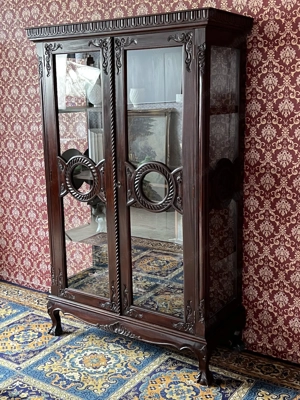 Biedermeier Vitrine Mahagoni Herrenzimmer Jugendstil Bild 9