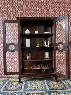 Biedermeier Vitrine Mahagoni Herrenzimmer Jugendstil Bild 10