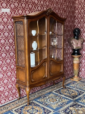 Barock Vitrine Chippendale Nussbaum Landhaus Vintage