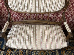 Gründerzeit Sitzgarnitur Biedermeier Sessel Sofa Barock Nussbaum Landhaus Bild 3