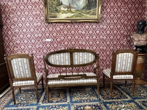 Gründerzeit Sitzgarnitur Biedermeier Sessel Sofa Barock Nussbaum Landhaus Bild 7
