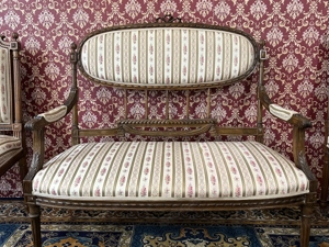 Gründerzeit Sitzgarnitur Biedermeier Sessel Sofa Barock Nussbaum Landhaus Bild 4