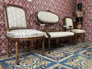 Gründerzeit Sitzgarnitur Biedermeier Sessel Sofa Barock Nussbaum Landhaus Bild 9