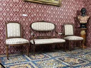 Gründerzeit Sitzgarnitur Biedermeier Sessel Sofa Barock Nussbaum Landhaus