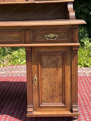 Gründerzeit Sekretär Schreibtisch mit Aufsatz Nussbaum ANTIK Bild 5